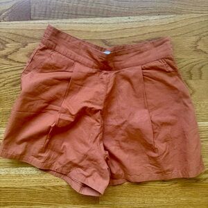 WeWoreWhat Burnt Orange Flared Shorts
